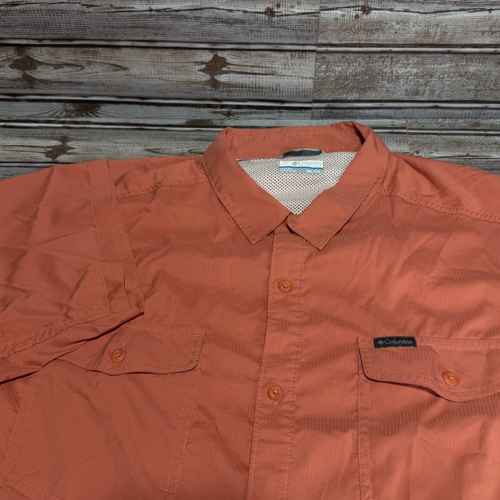 Columbia Silver Ridge Short Sleeve Shirt Mens XXL Orange Omni-Wick Vented Plaid
